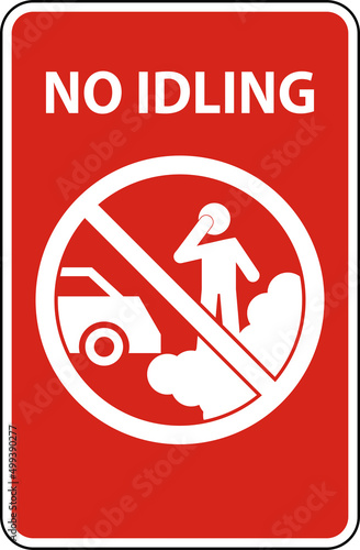 No Idling Sign On White Background