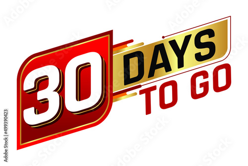 30 days to go countdown left days banner isolated on white background. Sale concept. Vector illustration.