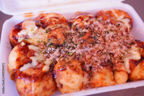 Japanese food  Takoyaki  famous in Osaka  Japan -                            