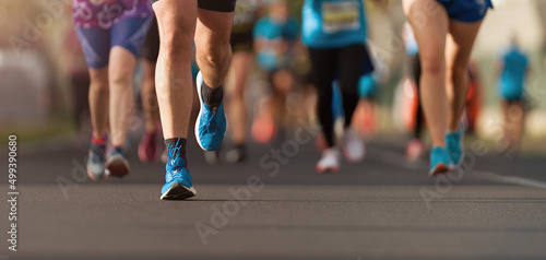 Marathon running race, people running on city road © pavel1964