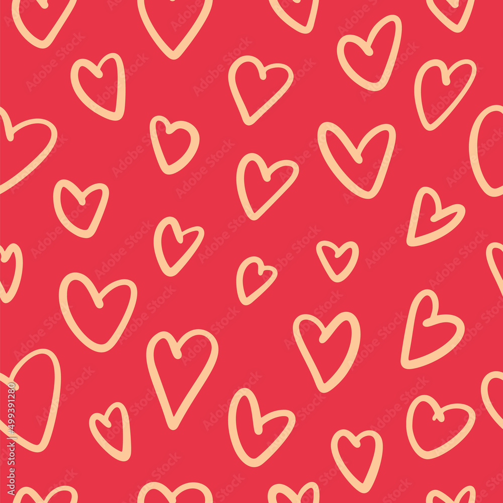 Abstract seamless pattern with heart doodles. Suitable for Valentine's Day wrapping paper, textile for infants or girls. Vector illustration EPS10 Abstract seamless pattern with heart doodles. Suitable for Valentine's Day wrapping paper, textile for infants or girls. Vector illustration EPS10