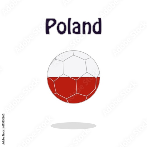 Soccer ball with Poland flag motif. Vector illustration 