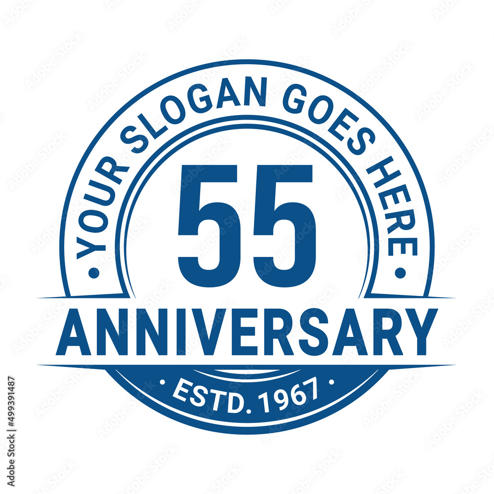 55 years anniversary logo design template. 55th anniversary celebrating logotype. Vector and illustration.
