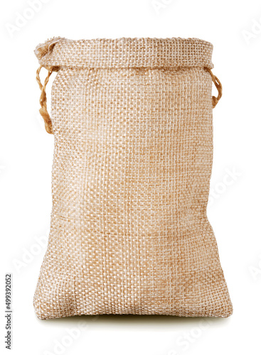 sack bags isolated on white background, dry food bags, Empty Burlap bag. 