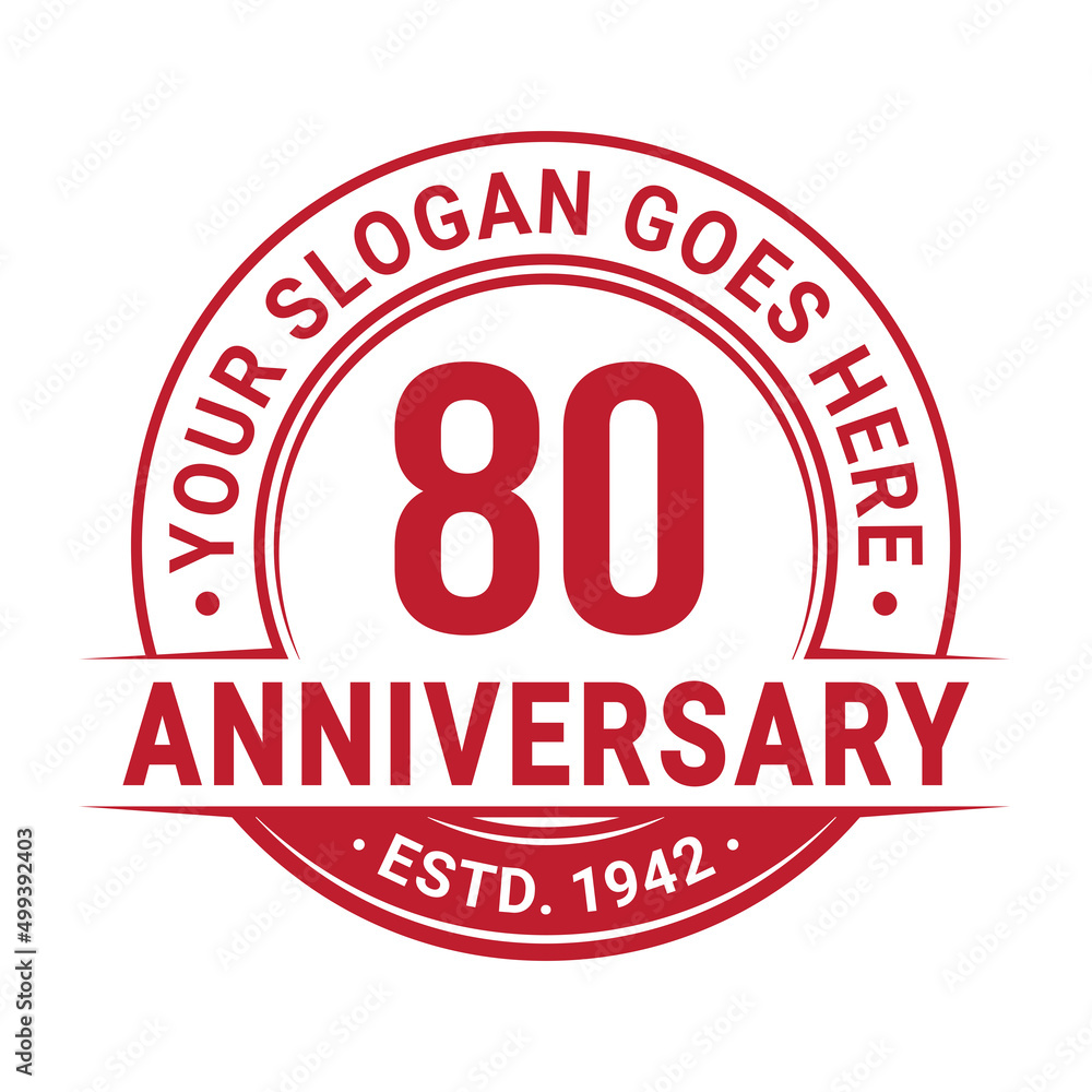 80 years anniversary logo design template. 80th anniversary celebrating logotype. Vector and illustration.
