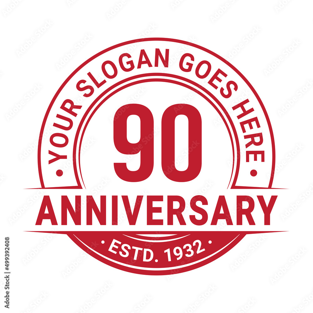 90 years anniversary logo design template. 90th anniversary celebrating logotype. Vector and illustration.
