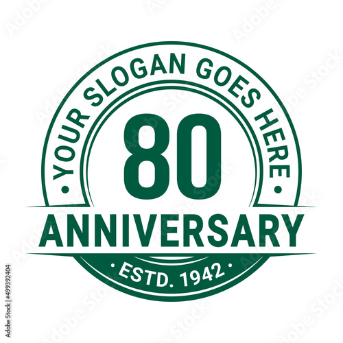 80 years anniversary logo design template. 80th anniversary celebrating logotype. Vector and illustration.
