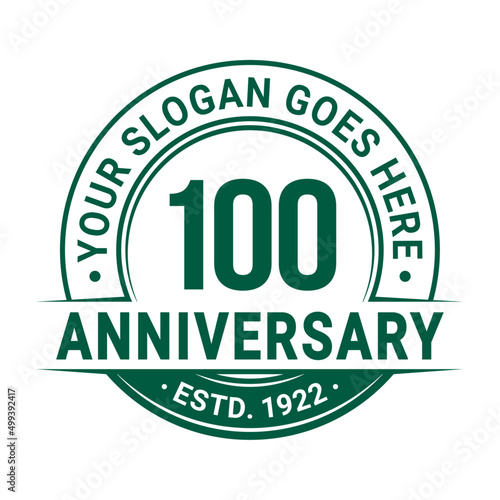 100 years anniversary logo design template. 100th anniversary celebrating logotype. Vector and illustration.
