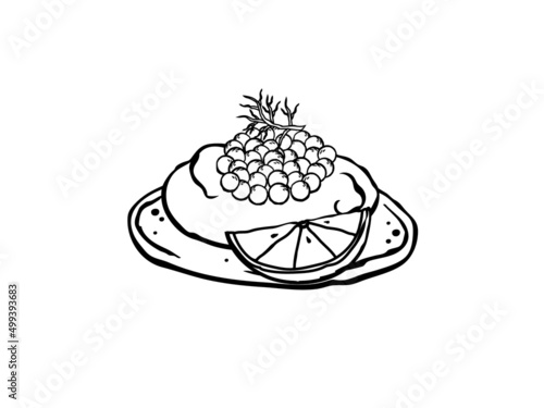 Caviar and blini vector illustration