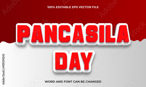 Pancasila day 3d text Effect Style, Editable 3D Text Effect with Indonesian Independence Pancasila day Text Concept Style,