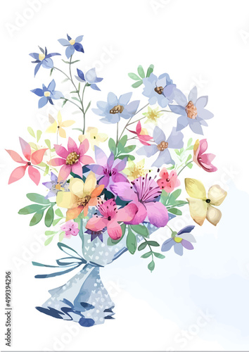Aesthetic Flower Bouquet Vector, Wedding Bouquet Drawing Watercolor, Bouquet Of Flower Hand Drawn