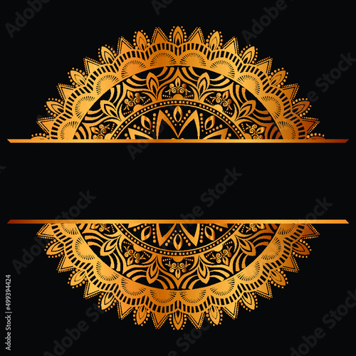 Gold vintage frame for title with mandala islamic invitation wedding card or ramadan kareem festival