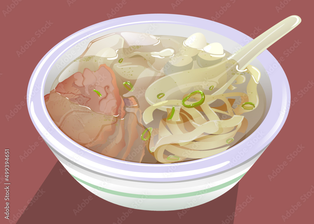 delicious noodle soup isolated on flat background delicious noodle soup isolated on flat background
