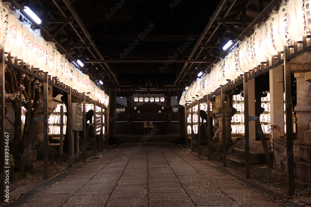 神社に飾られた提灯 夜の神社3