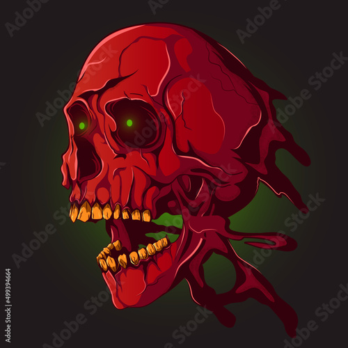 red skull with open mouth melting