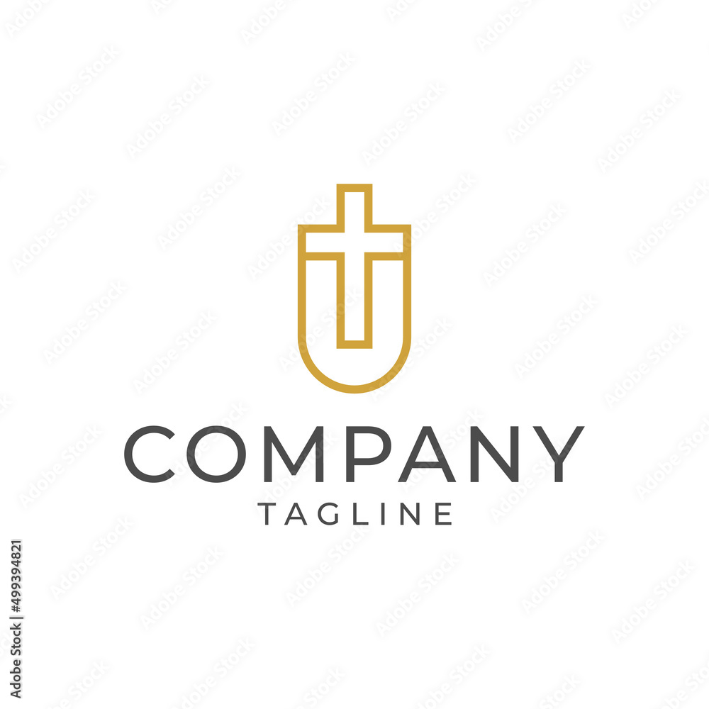 Fototapeta premium line Christian cross icon isolated Church cross logo. Vector Illustration