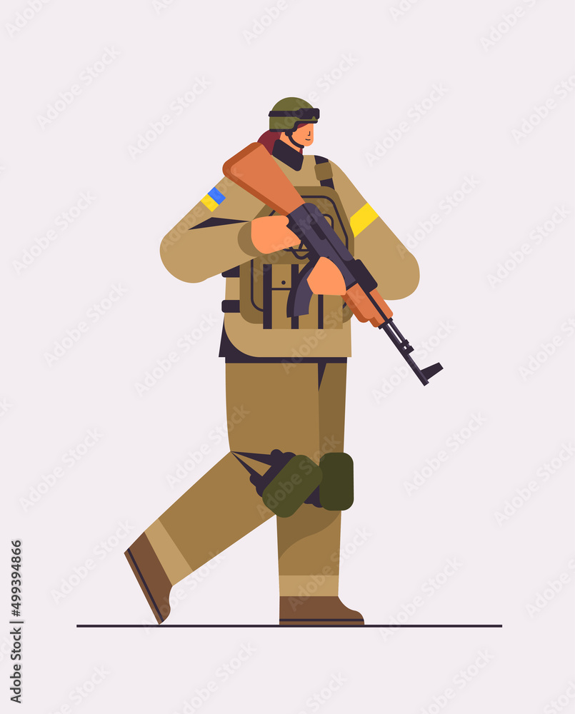 Ukrainian soldier in full body armor special forced Ukrainian defender ...