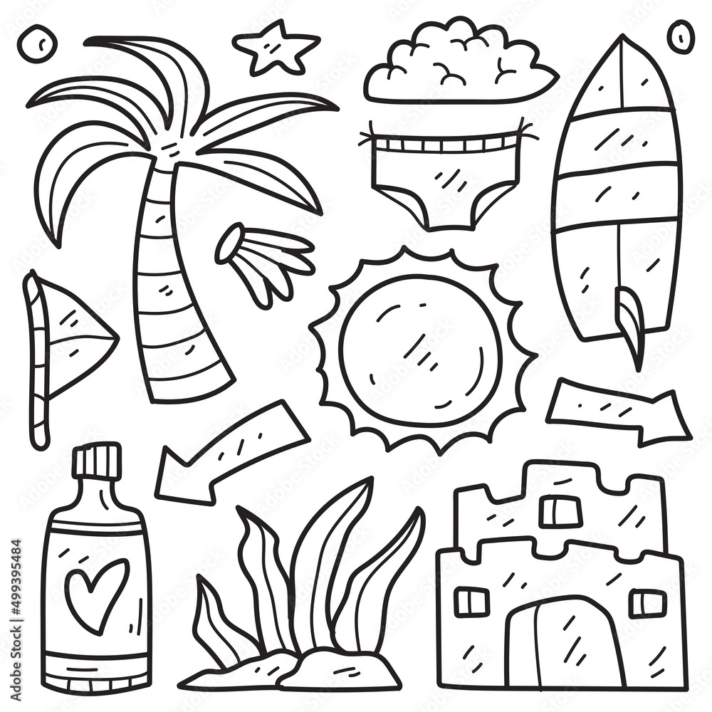 hand drawn summer doodle cartoon design hand drawn summer doodle cartoon design