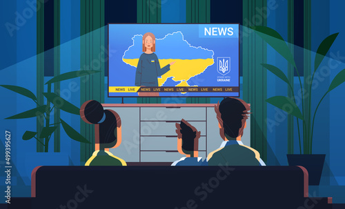people watching live news on tv screen pray for Ukraine peace save Ukraine from russia stop war concept