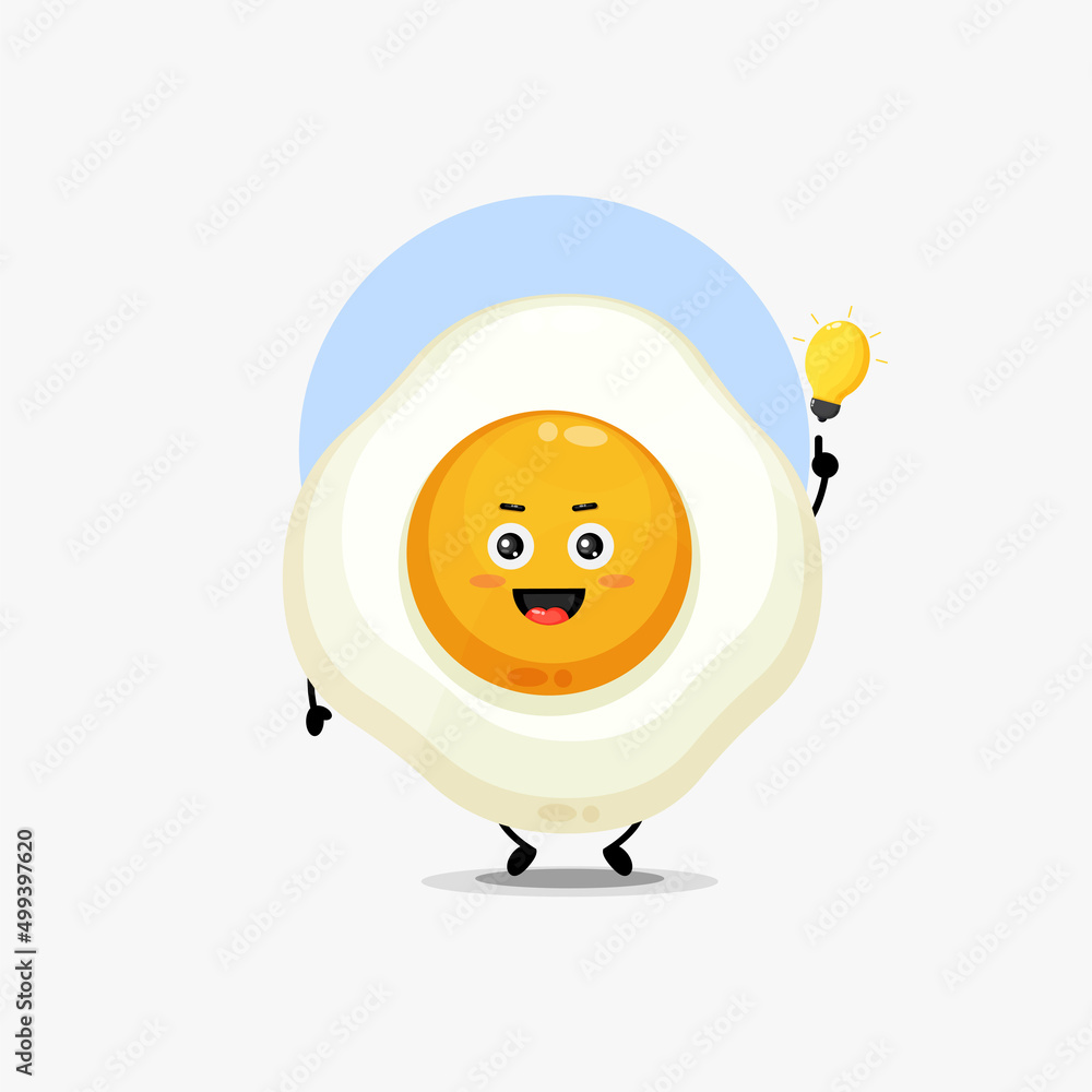 Cute egg character with light bulb idea Cute egg character with light bulb idea