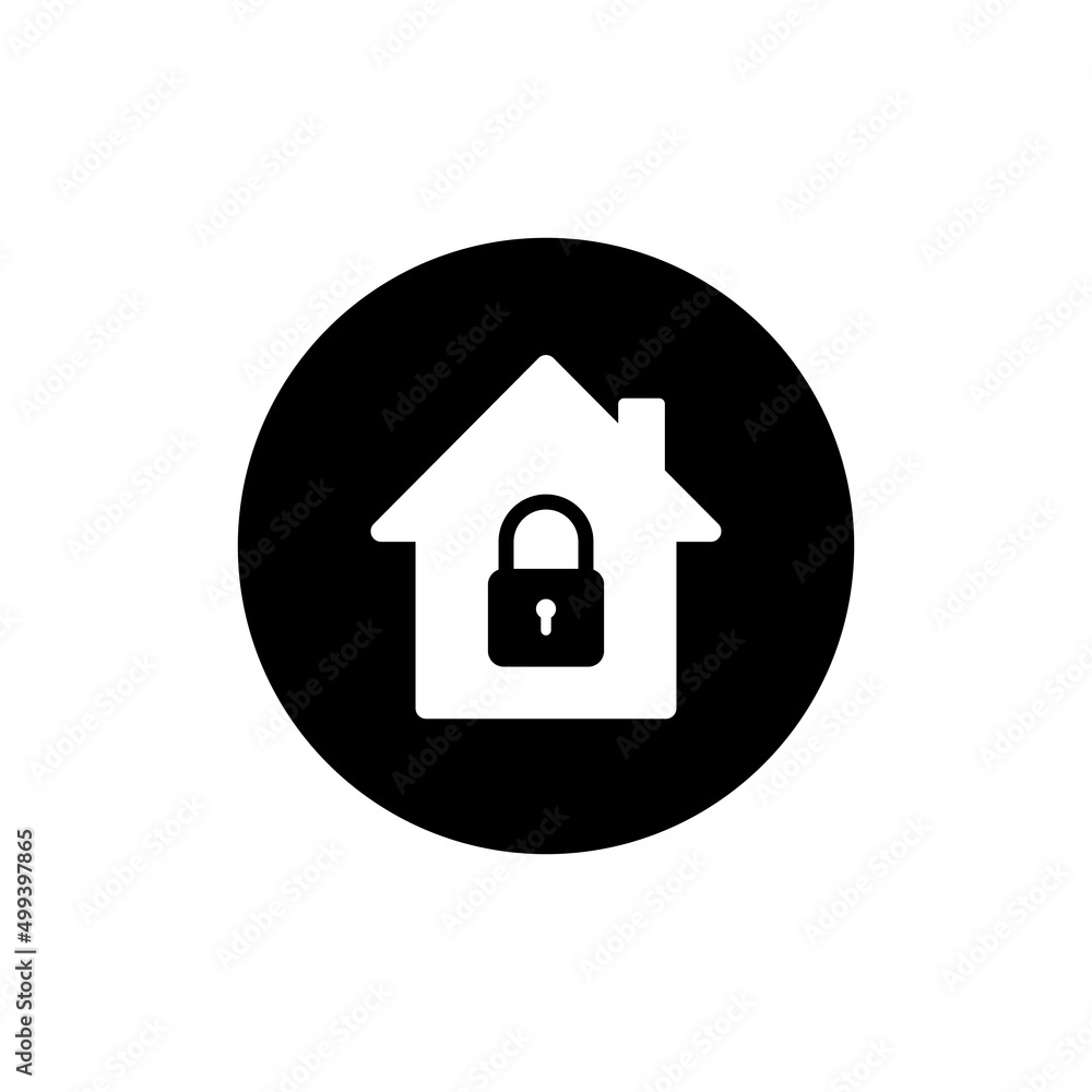 House protection icon in black round House protection icon in black round