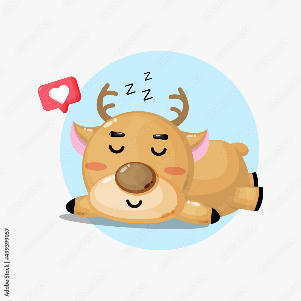Fototapeta premium Illustration of cute deer sleeping peacefully