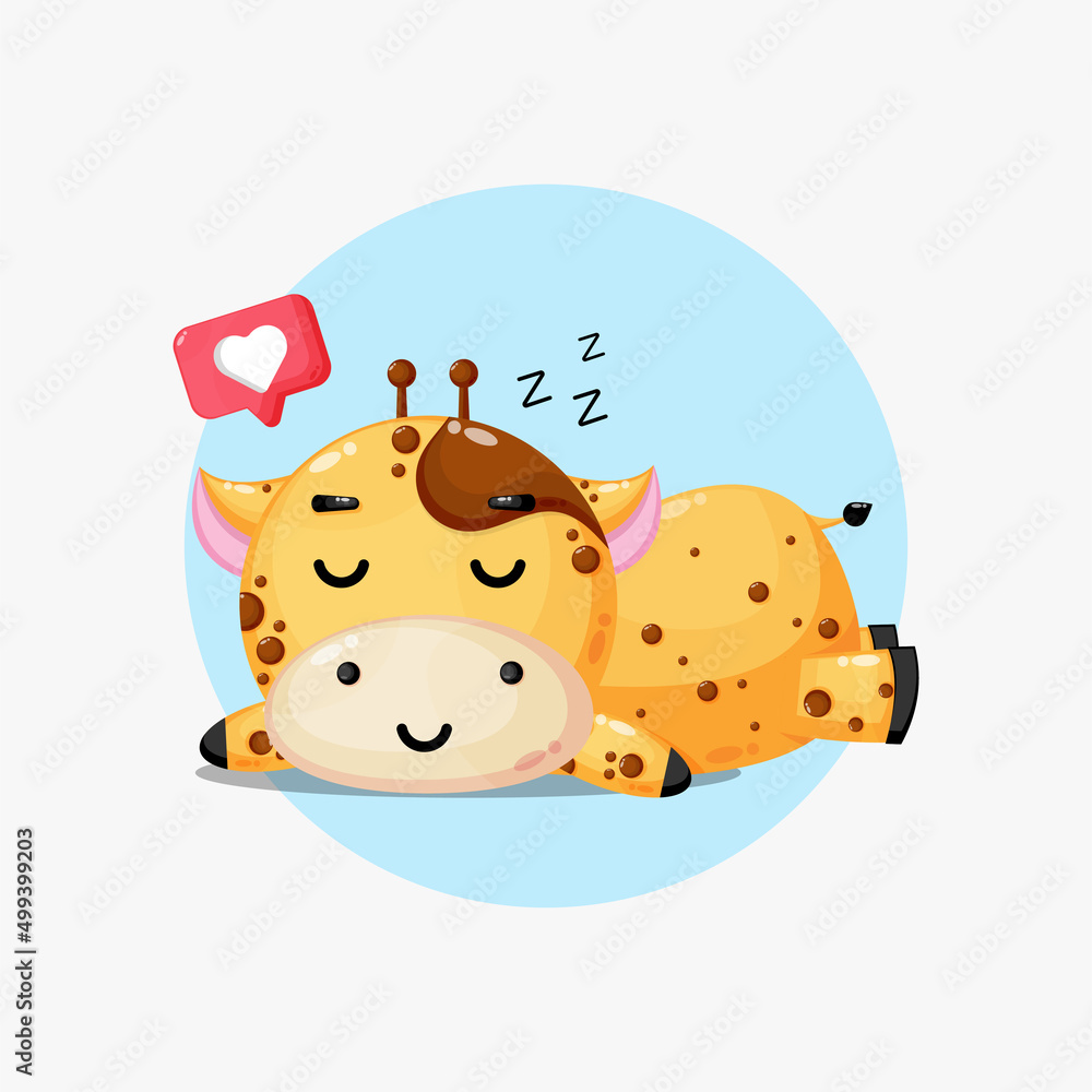 Illustration of cute giraffe sleeping peacefully Illustration of cute giraffe sleeping peacefully