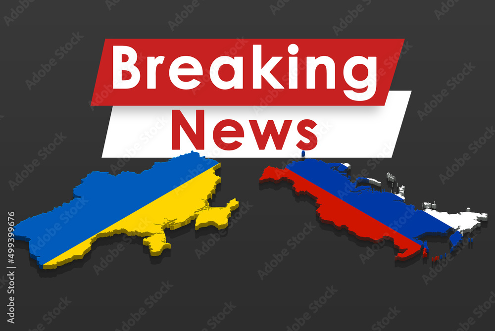 Breaking news of tension between Ukraine and Russia, concept of Russia and Ukraine war breaking news 