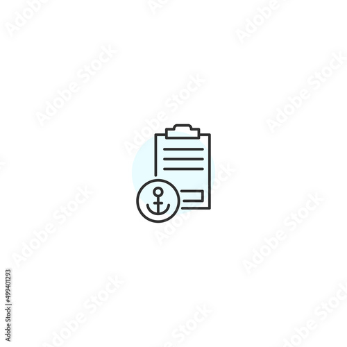 Anchor document line icon. Authority maritime text information