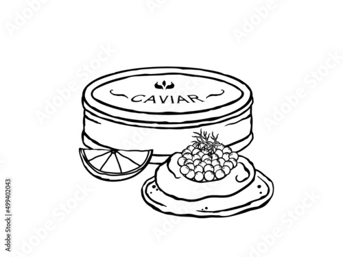 Caviar and blini vector illustration
