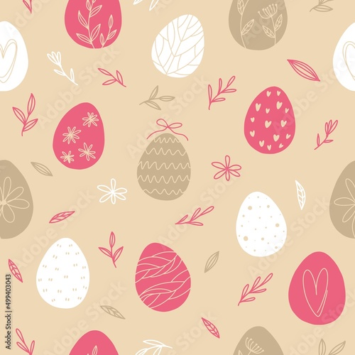 Vector pattern of Easter eggs drawn by hand