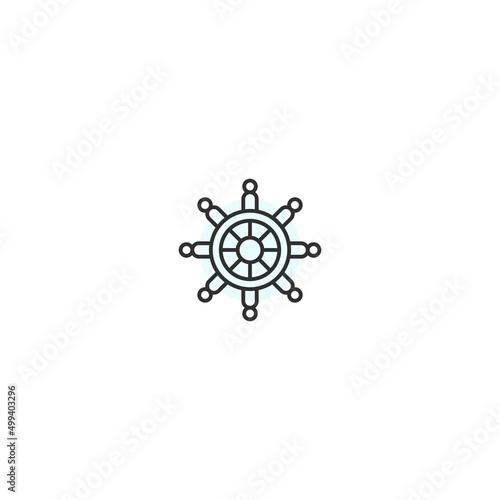Maritmr ship rudder wheel line icon. Boat oid sailor helm
