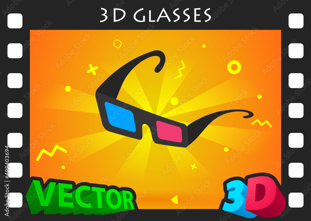 Fototapeta premium 3d glasses isometric design icon. Vector web illustration. 3d colorful concept