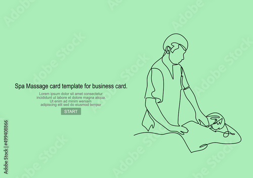 Spa Massage card template with business card, invitation, postcard. Vector illustration.