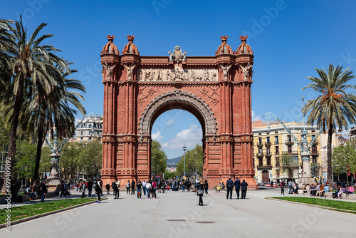 Triumphal arch made in the neo-moorish style of red brickbuilt in 1888 for the World's Fair. Barcelona, Catalonia, Spain photo