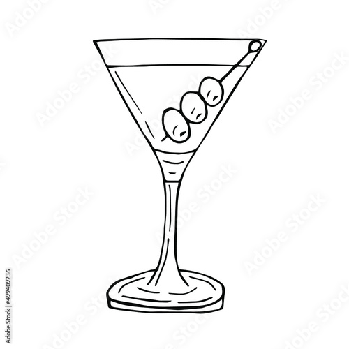 Martini dry cocktail vector illustration, hand drawing sketch