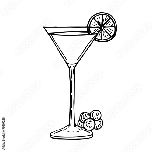 Cosmopolitan cocktail vector illustration, hand drawing sketch