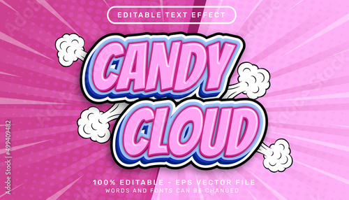 candy cloud 3d text effect and editable text effect