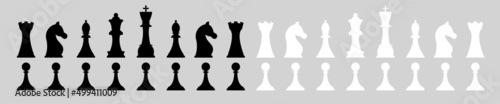Fotografiet Standard chess pieces vector icon set