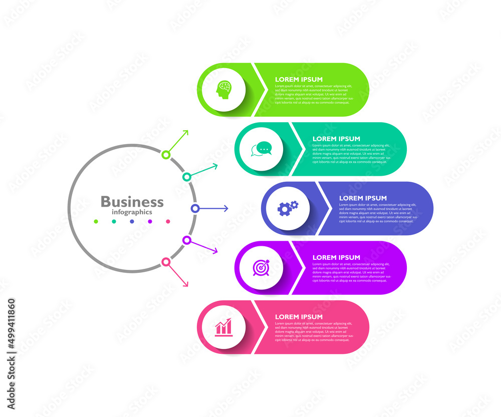 Business infographic template colorful with 5 step Business infographic template colorful with 5 step