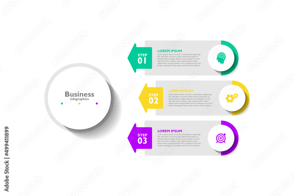 Business infographic template colorful with 3 step Business infographic template colorful with 3 step
