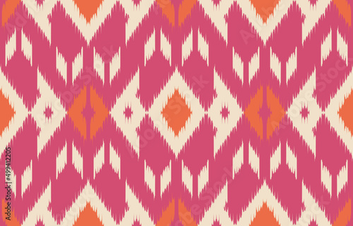 Beautiful Motif Ethnic Ikat Navajo. Seamless Kasuri pattern in tribal, folk embroidery, Mexican, Indian, Moroccan style.Aztec geometric art ornament print. textured design for carpet, fabric.