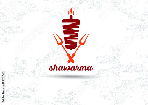 Set of shawarma doner kebab logo templates. creative labels for Turkish and Arabian fast food restaurant 