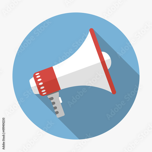 Foto Megaphone on blue background. Retro megaphone. Vector