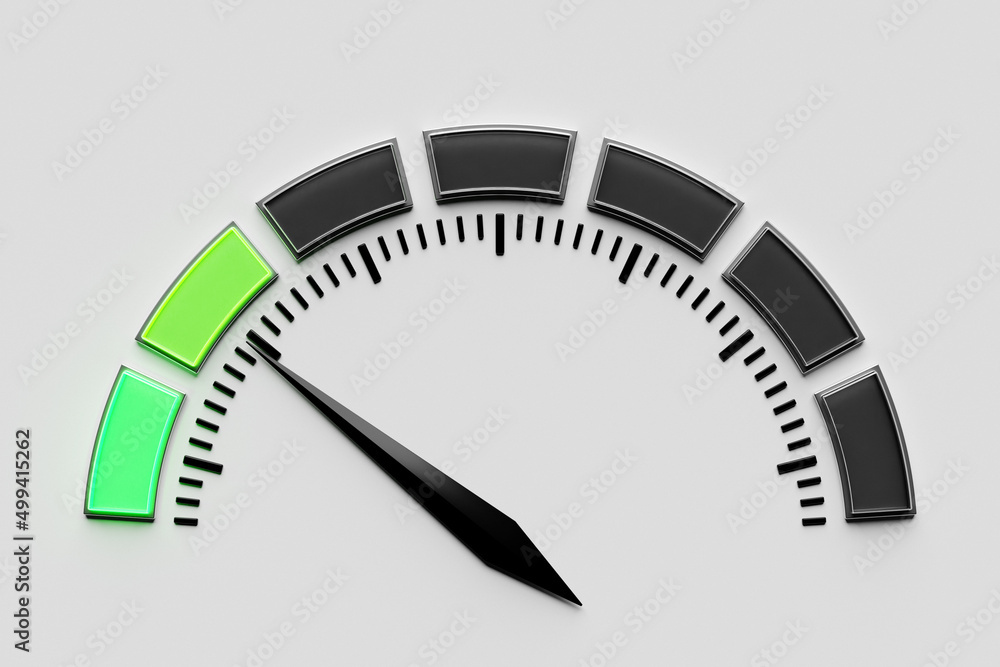 3D Illustration of a readiness display graph with a pointer to the minimum load. Green zone 3D Illustration of a readiness display graph with a pointer to the minimum load. Green zone