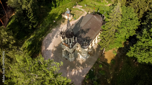 neo gothic church of holy apostles peter and paul in shuvalov park in saint petersburg. photo