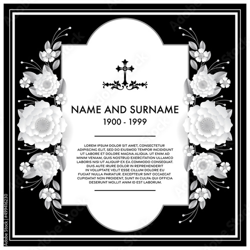 Memorial & Funeral Card Templates with flowers paper cut