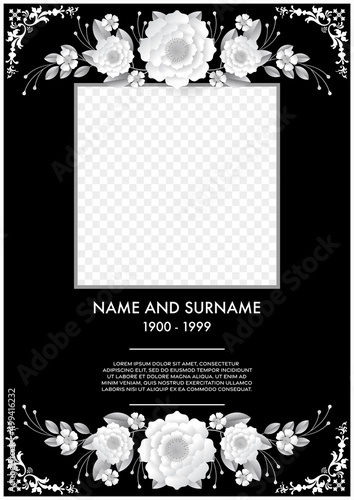 Memorial & Funeral Card Templates with flowers paper cut