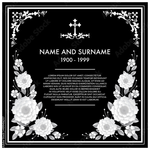 Memorial & Funeral Card Templates with flowers paper cut