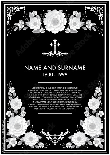 Memorial & Funeral Card Templates with flowers paper cut